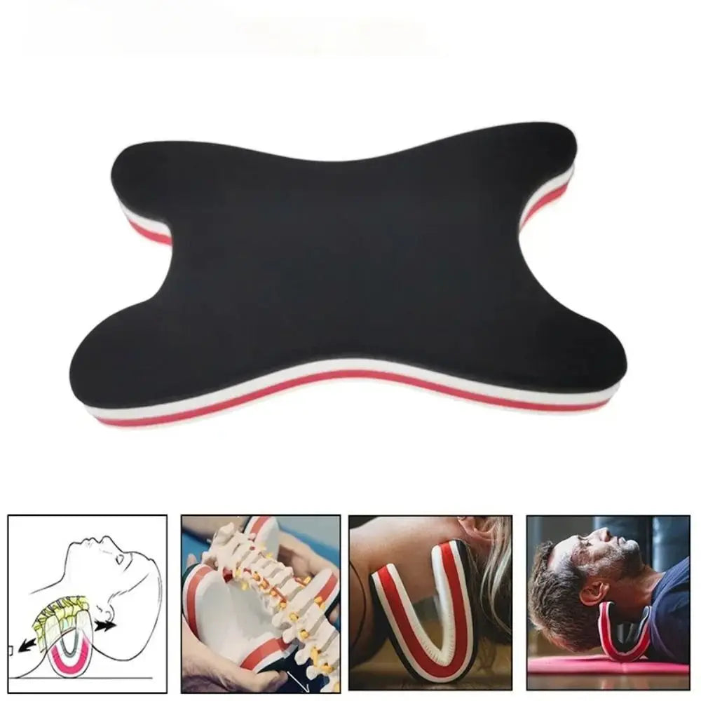 How to position the traction pillow under the curve of the neck