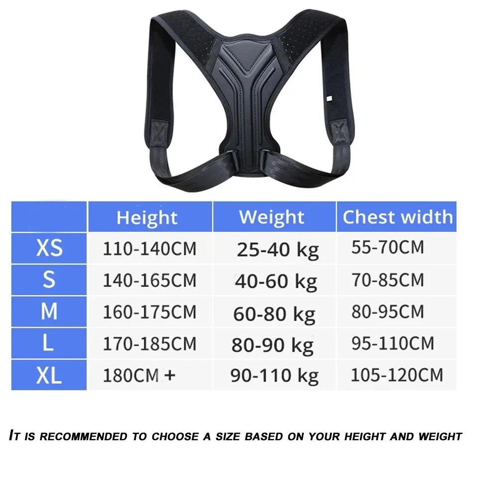 Posture corrector size guide